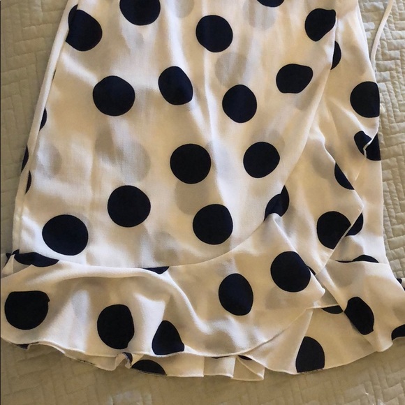 WHITE & NAVY POLKA DOTS TRUE WRAP DRESS - Picture 5 of 6